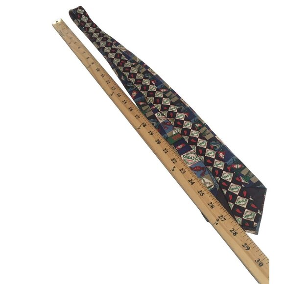 Tabasco Tie Hot Sauce 100% Silk Necktie Crab Oysters Nautical Theme peppers - Picture 7 of 7